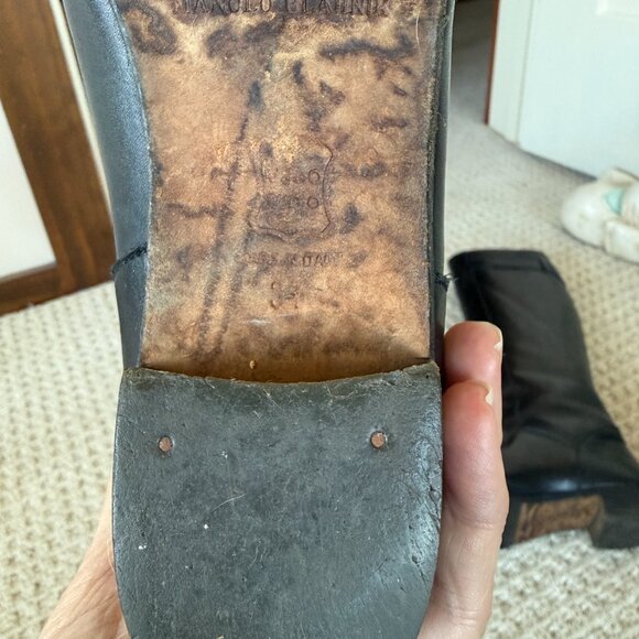 Manolo Blahnik Black Leather Tall Riding Boots – Made in Italy – Size 37.5 - Picture 14 of 16